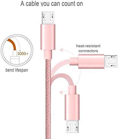 מיקרו USB כבל אנדרואיד [2-חבילה 6.6ft] מיקרו USB ל- USB מהירות גבוהה 2.0 מטען ניילון ניילון קלוע תואם סמסונג